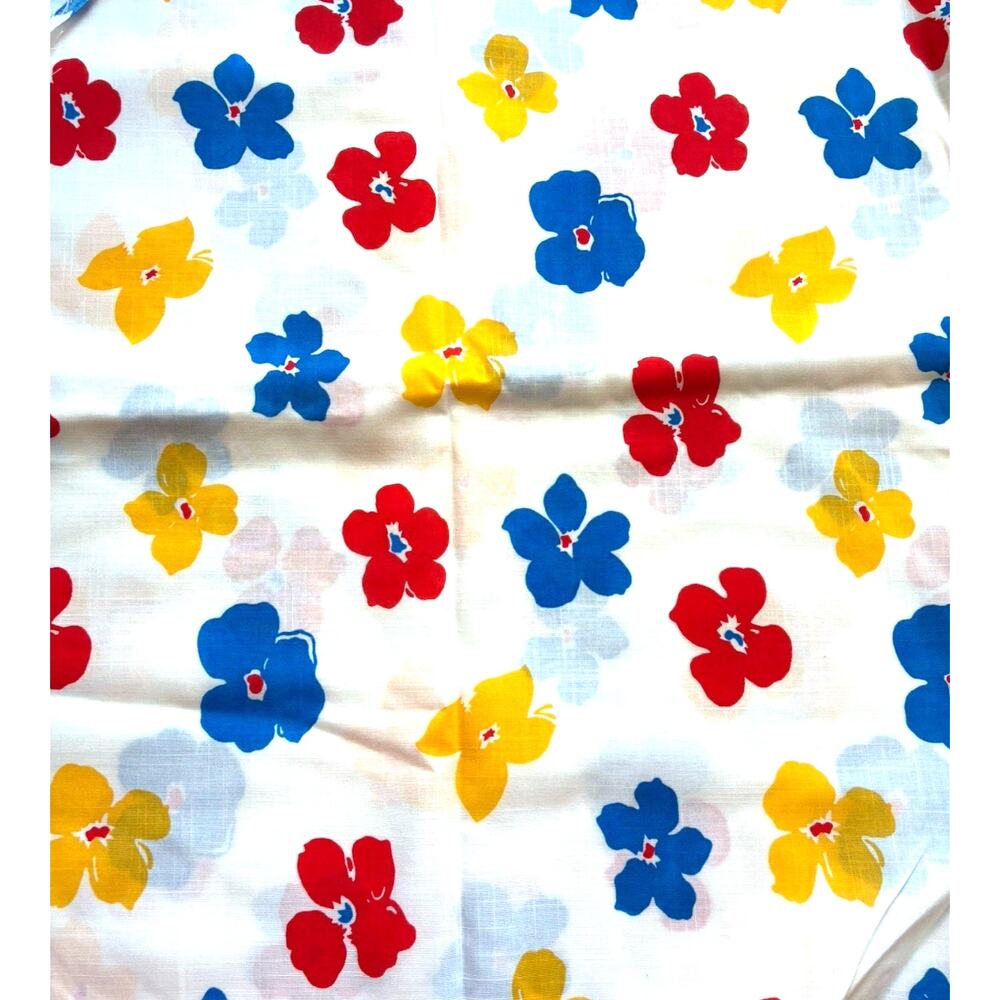 VTG 70s RETRO MOD FLOWER POWER RED BLUE YELLOW FLORAL FABRIC WAMSUTTA 2.5 Yards